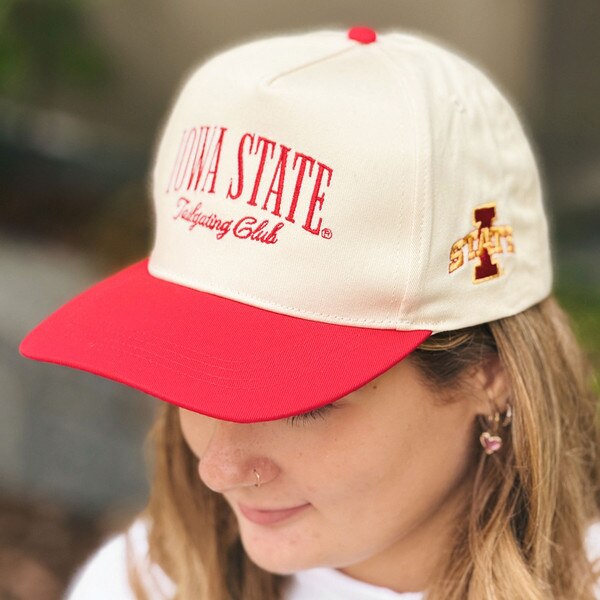 Ponyflo I-State Tailgating Club White Structured Ponytail Hat
